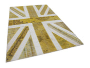 Handmade Wool Area Rug – Yellow Patchwork Rug 6x10 Feet | Durable Cotton Blend