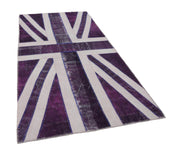 Handmade Area Rug - Vintage Wool Rug Cotton Wool Blend 5'x9'11'' Purple Patchwork