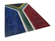 Handmade Area Rug - Blue Patchwork Figured Cotton Wool Carpet 6'7''x9'9''