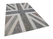Handmade Wool Area Rug – Vintage Turkish Rug Grey Patchwork Carpet 6'7''x10'