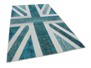 Handmade Area Rug Featuring Turquoise Patchwork Rug & Soft Wool Floor Covering | 6'3''x9'11''