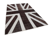 Handmade Wool Area Rug – Brown Figured 6x9 Vintage Cotton Rug Patchwork