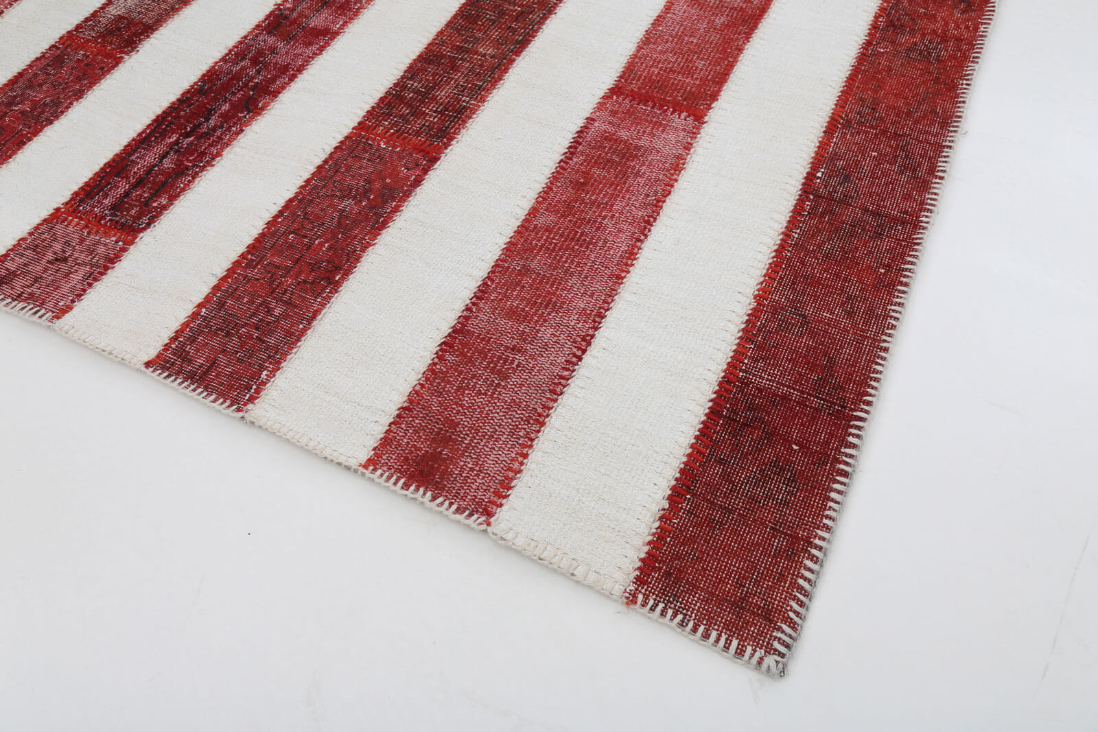 Handmade Area Rug – Blue Figured Turkish Patchwork Cotton Wool Carpet 6'7''x9'10''
