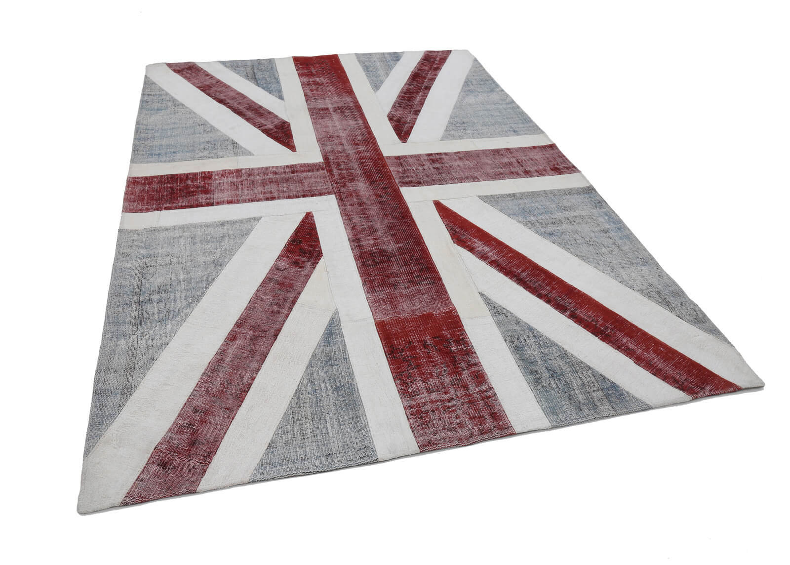 Handmade Wool Area Rug – Blue Patchwork Rug | Durable Cotton Wool Blend 6'8''x9'8''