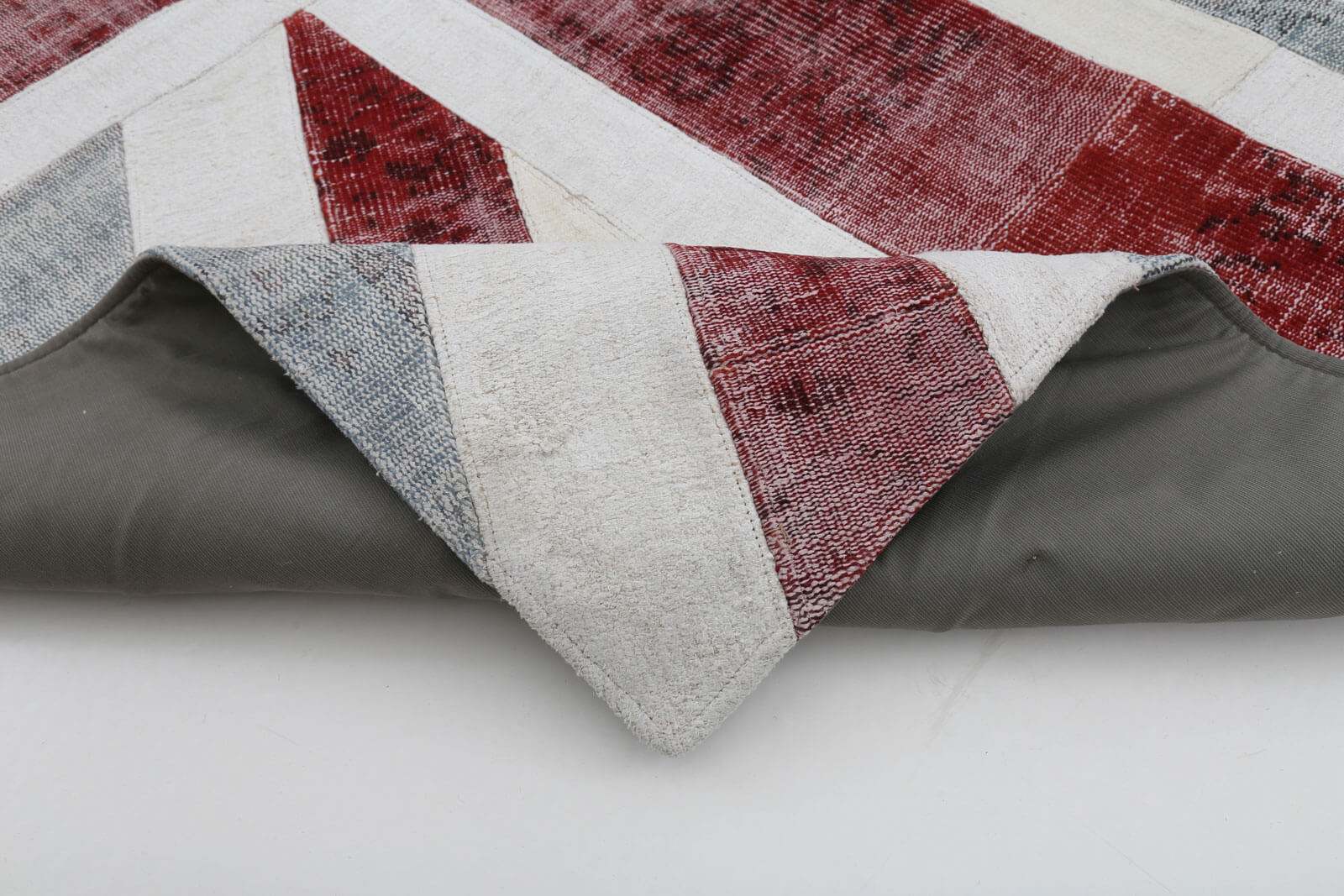 Handmade Wool Area Rug – Blue Patchwork Rug | Durable Cotton Wool Blend 6'8''x9'8''