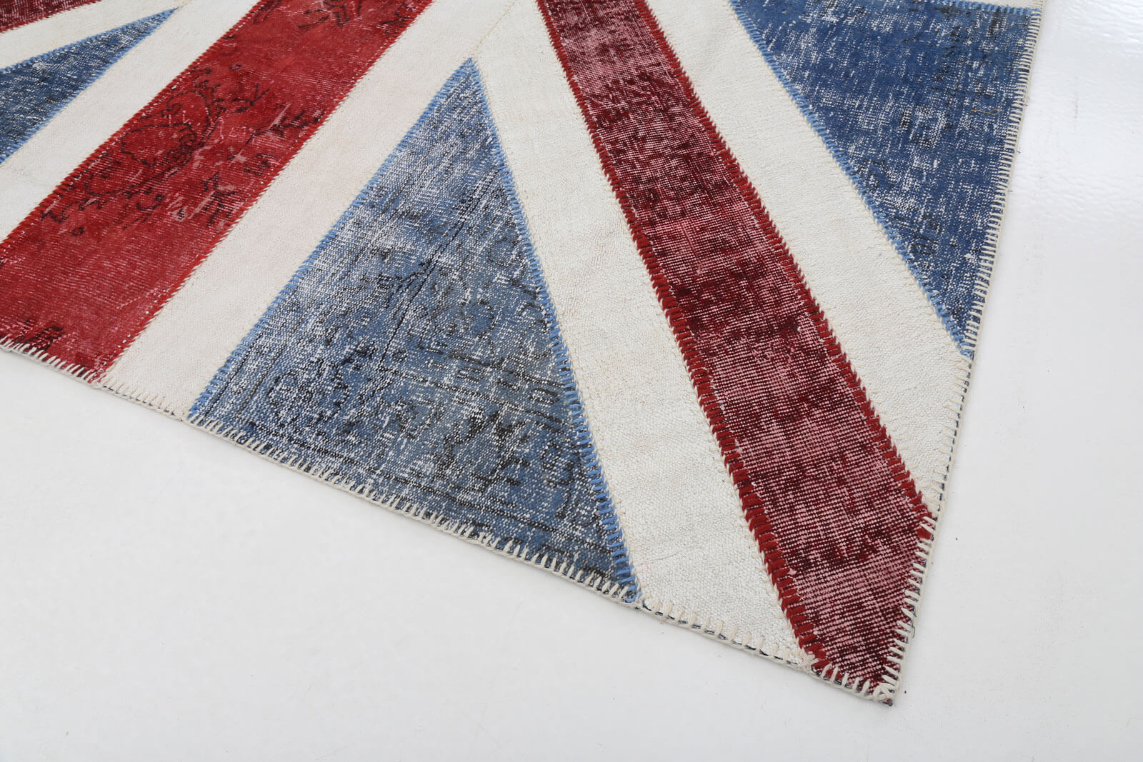 Handmade Area Rug – Vintage Wool Rug Blue Figured Cotton Wool Carpet 8'1''x10'