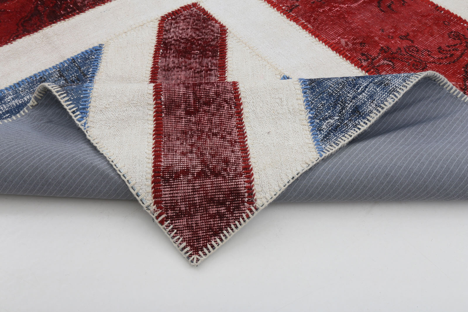 Handmade Area Rug – Vintage Wool Rug Blue Figured Cotton Wool Carpet 8'1''x10'