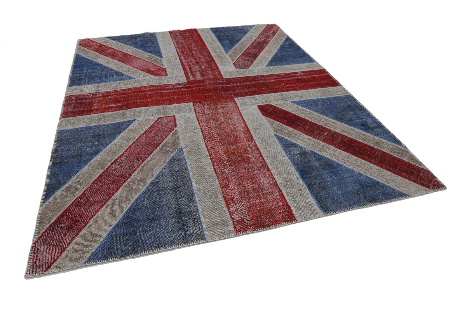 Handmade Wool Area Rug – Blue Patchwork Rug 8'2''x10'2'' by Agacan – Durable Cotton Wool Carpet