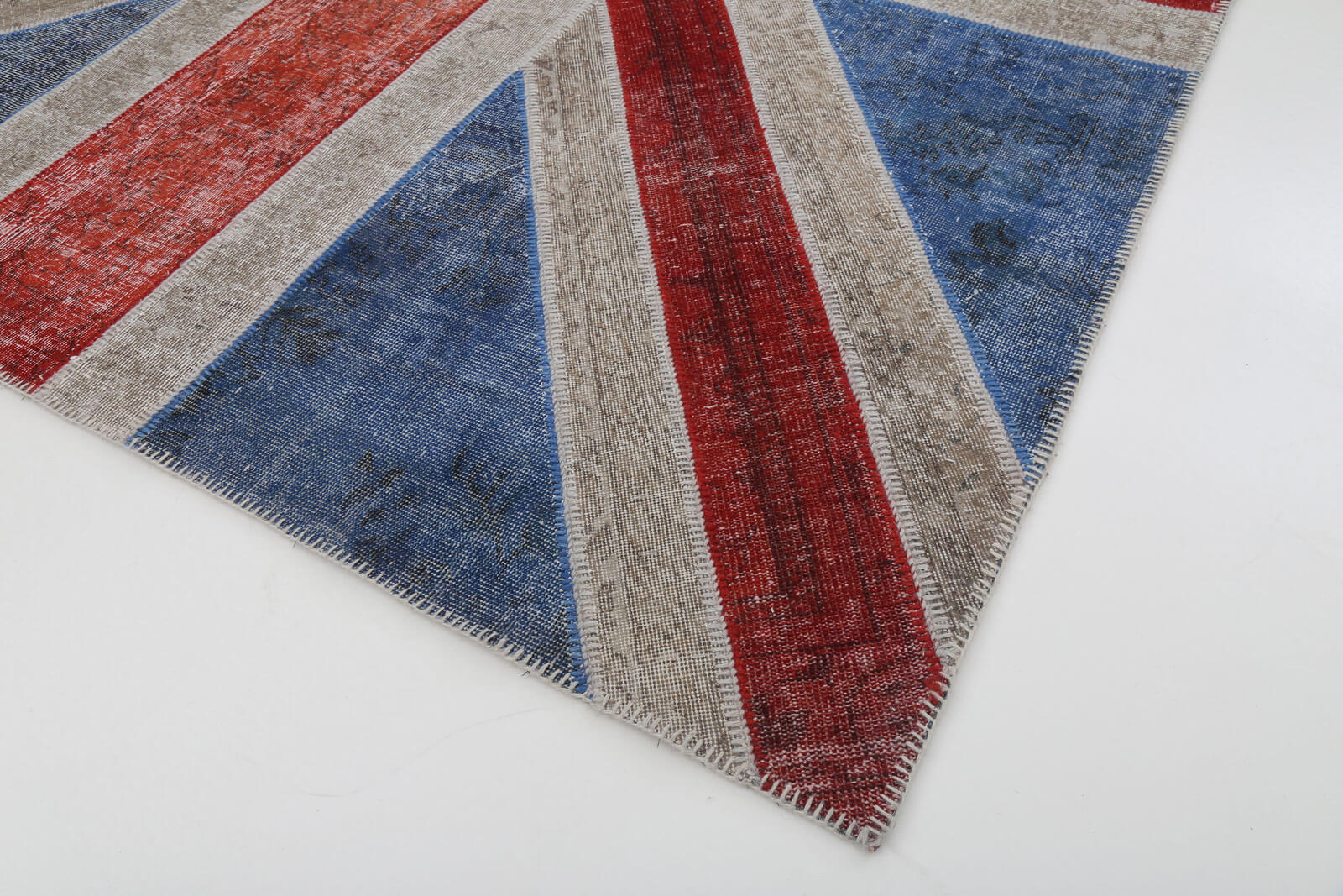Handmade Wool Area Rug – Blue Patchwork Rug 8'2''x10'2'' by Agacan – Durable Cotton Wool Carpet