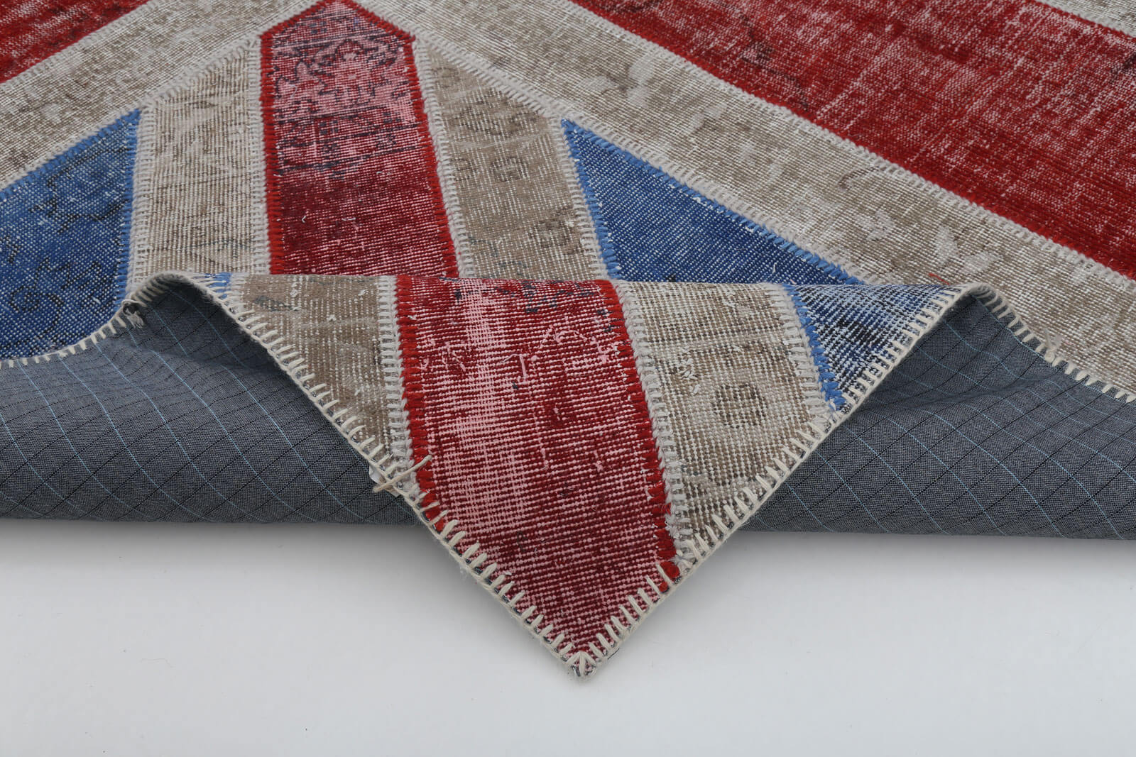 Handmade Wool Area Rug – Blue Patchwork Rug 8'2''x10'2'' by Agacan – Durable Cotton Wool Carpet
