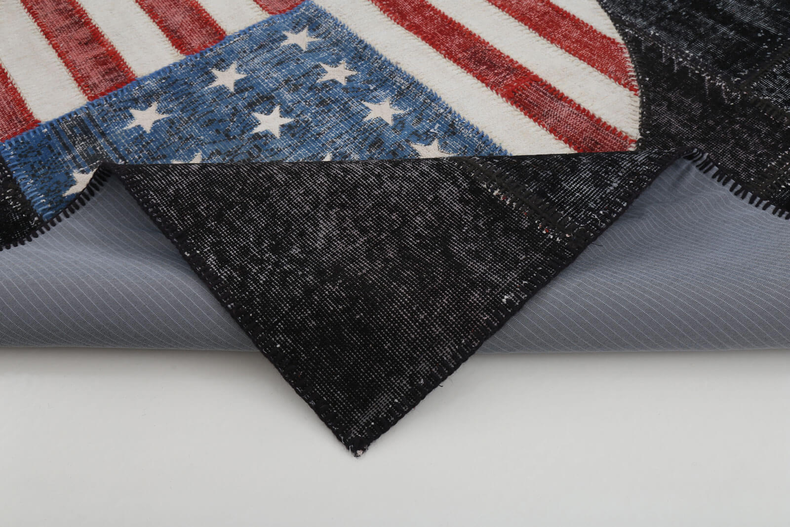 Handmade Wool Area Rug - Turkish Patchwork Rug 5'7'' x 11'5'' Black Figured Carpet