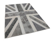 Handmade Wool Area Rug – Grey Patchwork Cotton Wool Rug 5'9'' x 8'0''