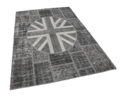 Handmade Wool Area Rug | Vintage Turkish Carpet – Soft Cotton Floor Rug, Durable Grey Patchwork Design