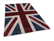 Handmade Wool Area Rug – Blue Patchwork Rug with Cotton Wool Carpet, Durable & Authentic