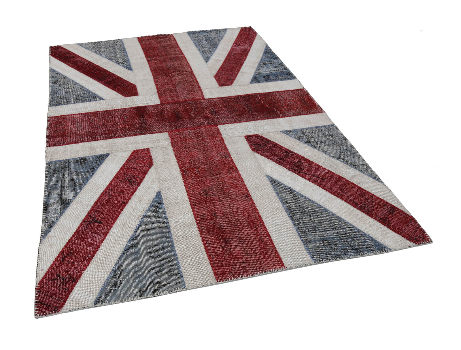 Handmade Wool Area Rug – Blue Figured Turkish Patchwork Rug 5'7''x7'10'' Cotton Wool
