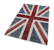 Handmade Area Rug – Blue Patchwork Turkish Wool Carpet | Hand Knotted Cotton Floor Mat