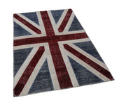 Handmade Area Rug – Blue Figured Turkish Patchwork Cotton Wool Carpet 4'x6'