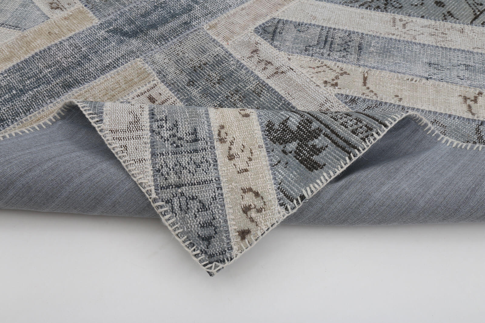 Handmade Area Rug – Vintage Wool Rug 4x6 Grey Figured Cotton Wool Carpet
