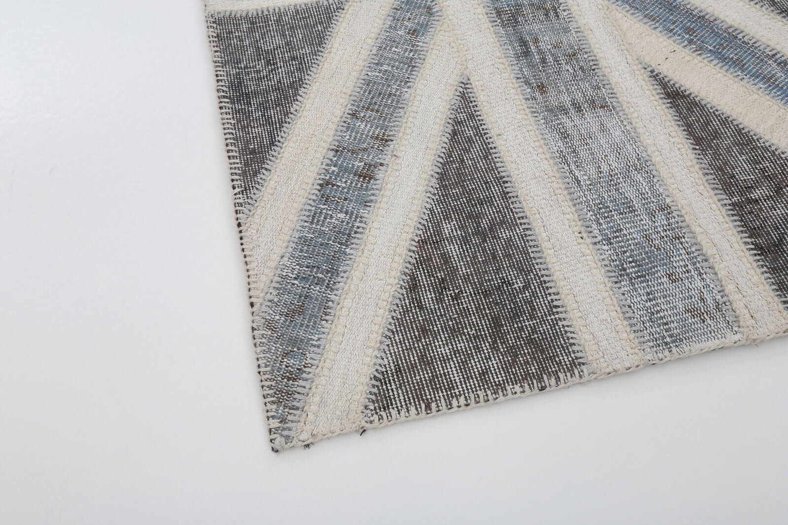 Handmade Wool Area Rug – Grey Patchwork Rug, Traditional Hand Knotted Cotton Wool Carpet 3'1''x5'1''