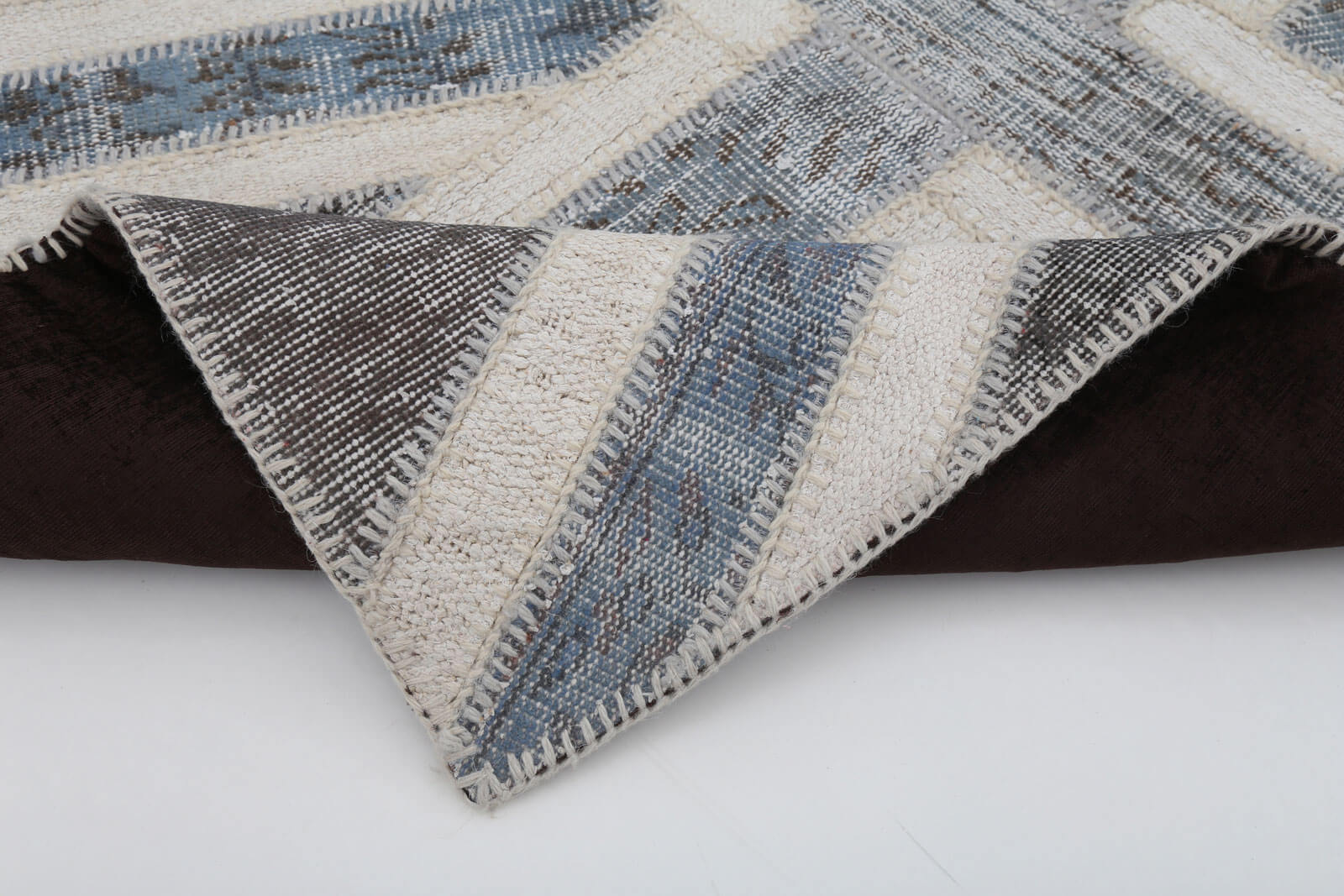 Handmade Wool Area Rug – Grey Patchwork Rug, Traditional Hand Knotted Cotton Wool Carpet 3'1''x5'1''