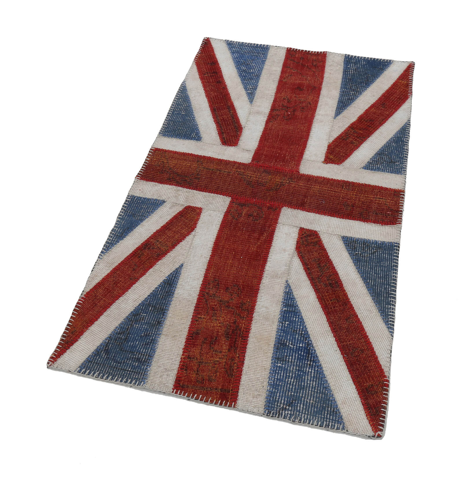 Handmade Wool Area Rug - Blue Patchwork Rug | Vintage Turkish Carpet 2'8''x4'11''
