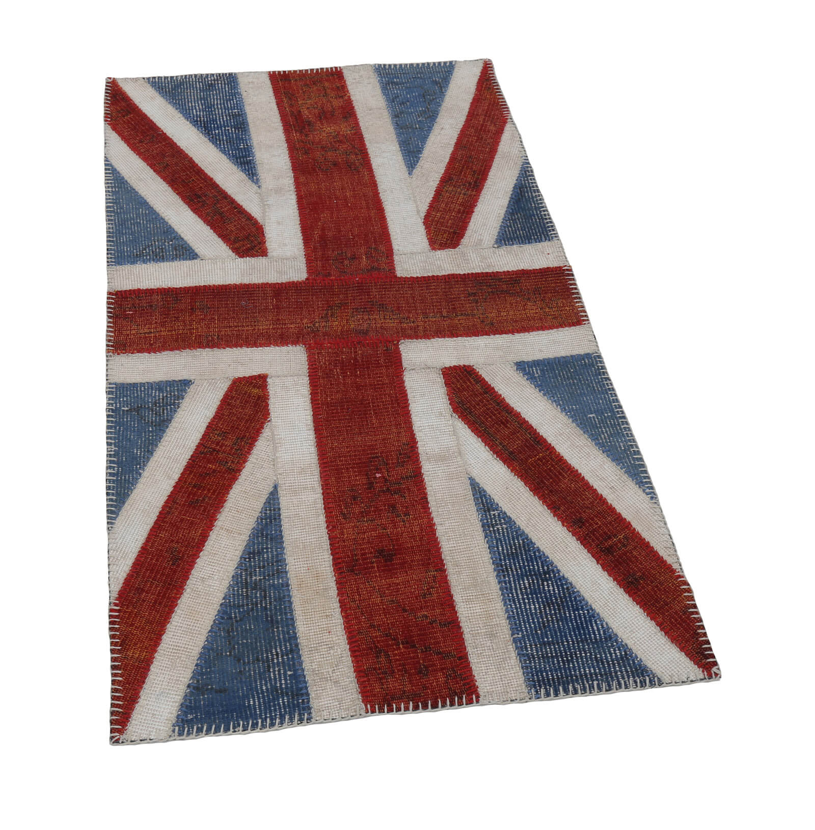 Handmade Wool Area Rug - Blue Patchwork Rug | Vintage Turkish Carpet 2'8''x4'11''