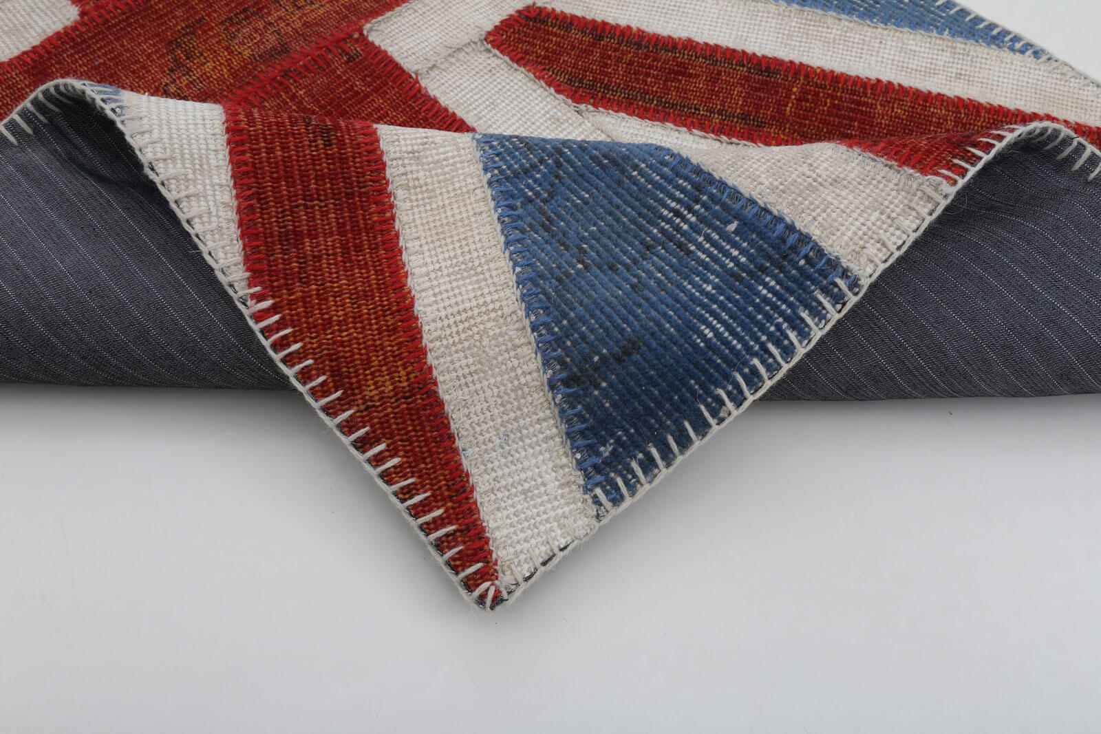 Handmade Wool Area Rug - Blue Patchwork Rug | Vintage Turkish Carpet 2'8''x4'11''