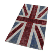 Handmade Area Rug – Turkish Patchwork Blue Cotton Wool 2'8''x5'0'' Figured Design