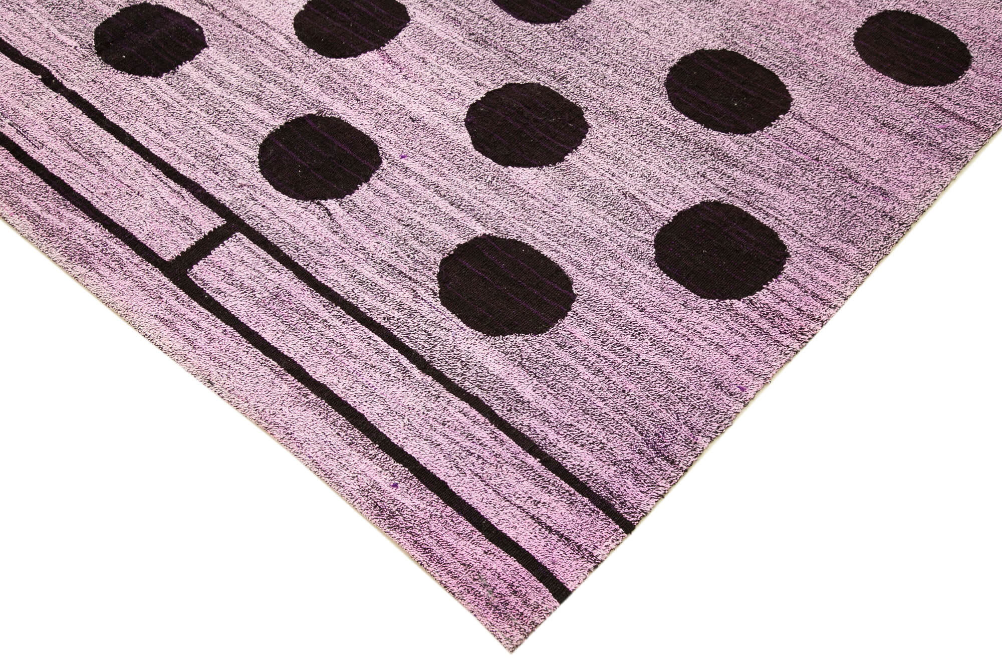 Handmade Area Rug - Purple Geometric Cotton Wool Vintage Turkish Carpet 6'x9'
