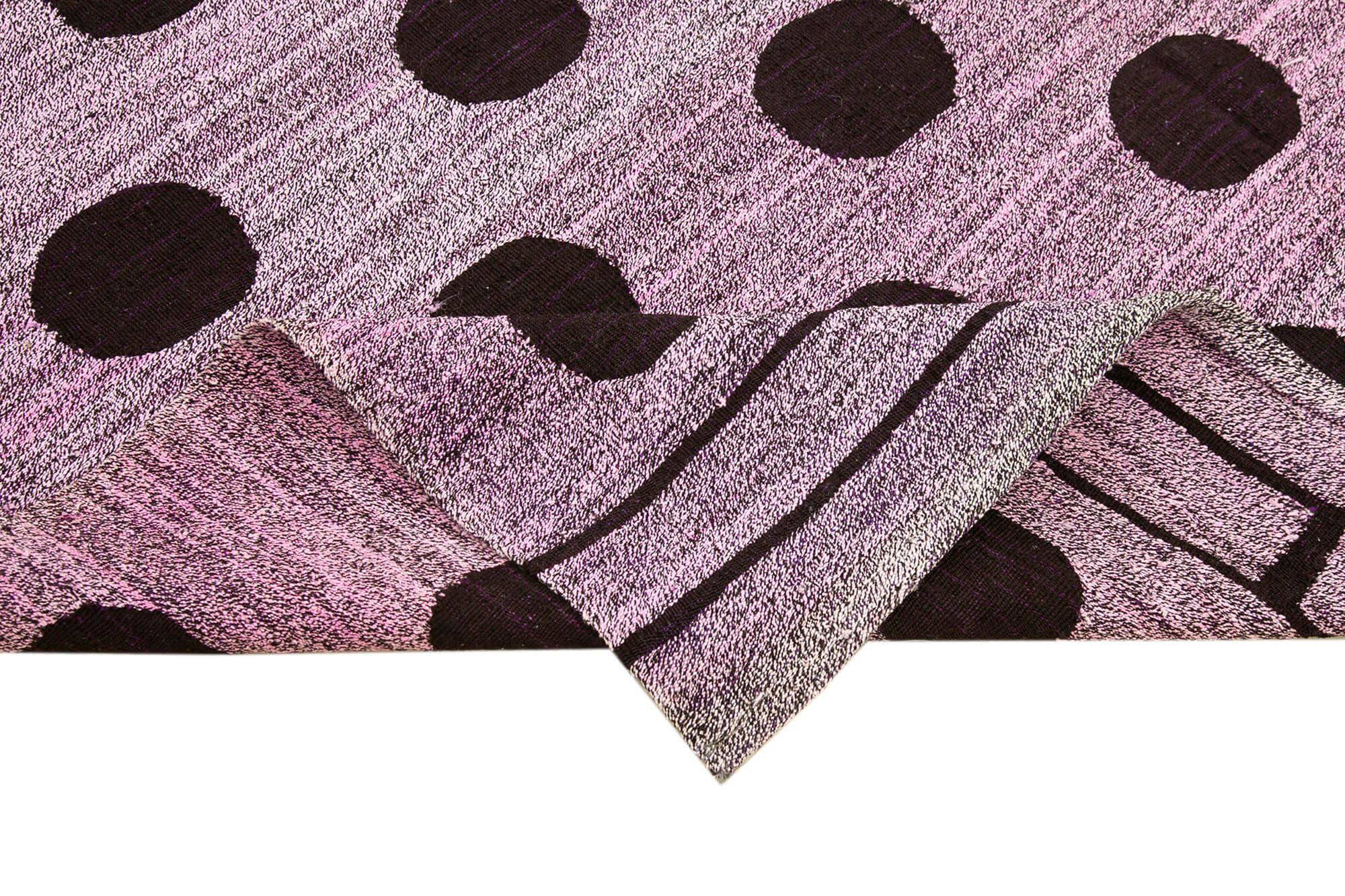 Handmade Area Rug - Purple Geometric Cotton Wool Vintage Turkish Carpet 6'x9'
