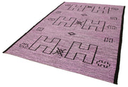 Handmade Wool Area Rug - Purple Geometric Cotton Wool Rug 6'3''x8'11''