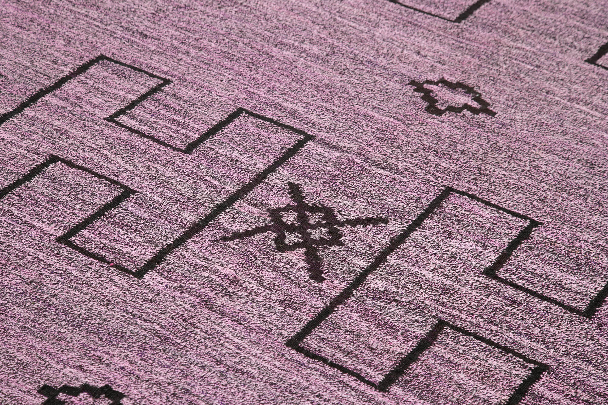 Handmade Wool Area Rug - Purple Geometric Cotton Wool Rug 6'3''x8'11''