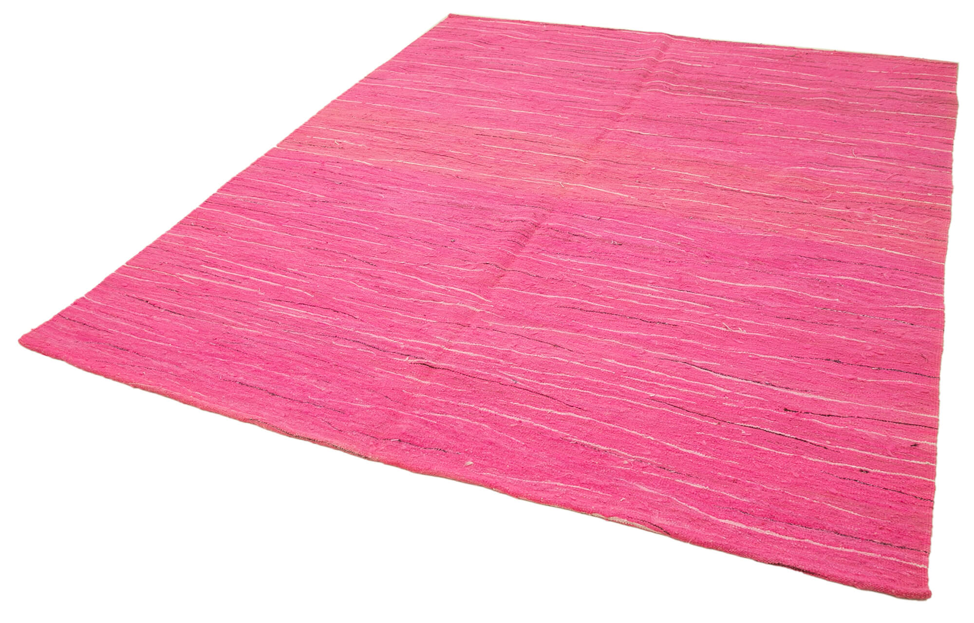 Scrap Pink Geometric Cotton Wool Handmade Area Rug 6'11'' x 8'6''