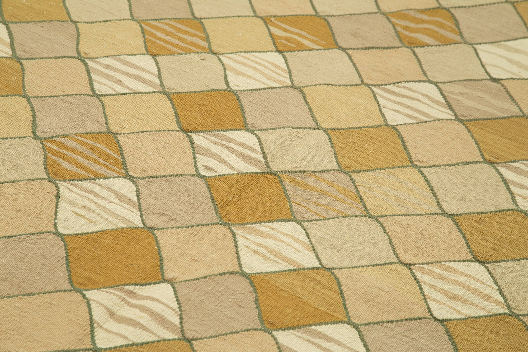 Handmade Area Rug - Vintage Brown Geometric Cotton Wool Carpet 5'7''x7'9''