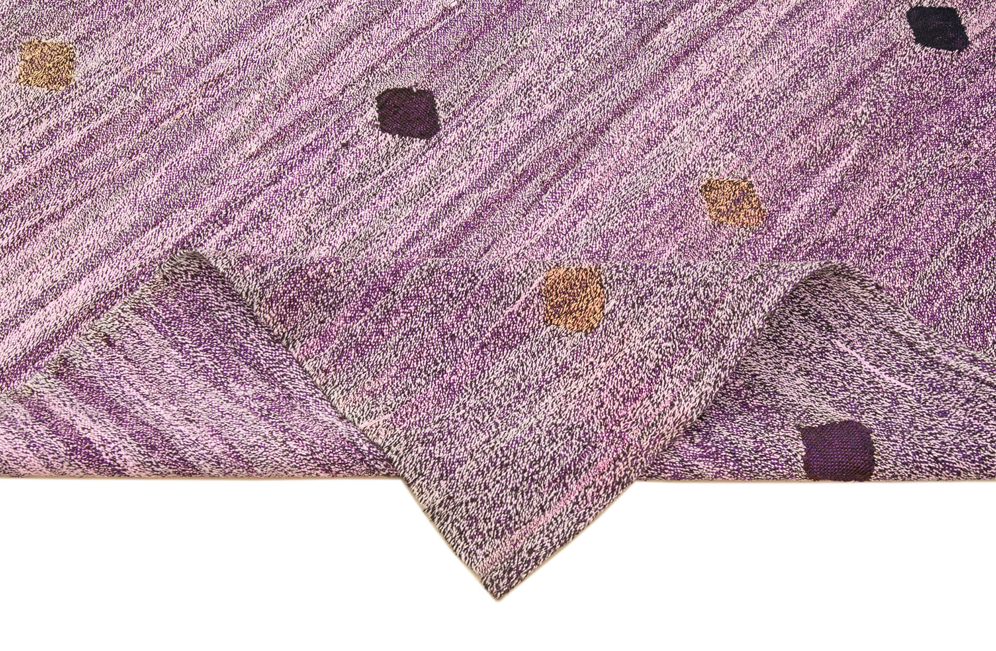Handmade Area Rug - Purple Geometric Vintage Wool Cotton Carpet 6'6"x9'6"
