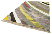 Handmade Area Rug - Green Geometric Turkish Hand Knotted Wool & Cotton Carpet 6'11''x10'5''