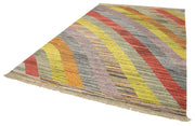 Handmade Wool Area Rug – Yellow Geometric Pattern Rug, Cotton Wool Blend, Durable Handmade Carpet 7'1''x10'6''
