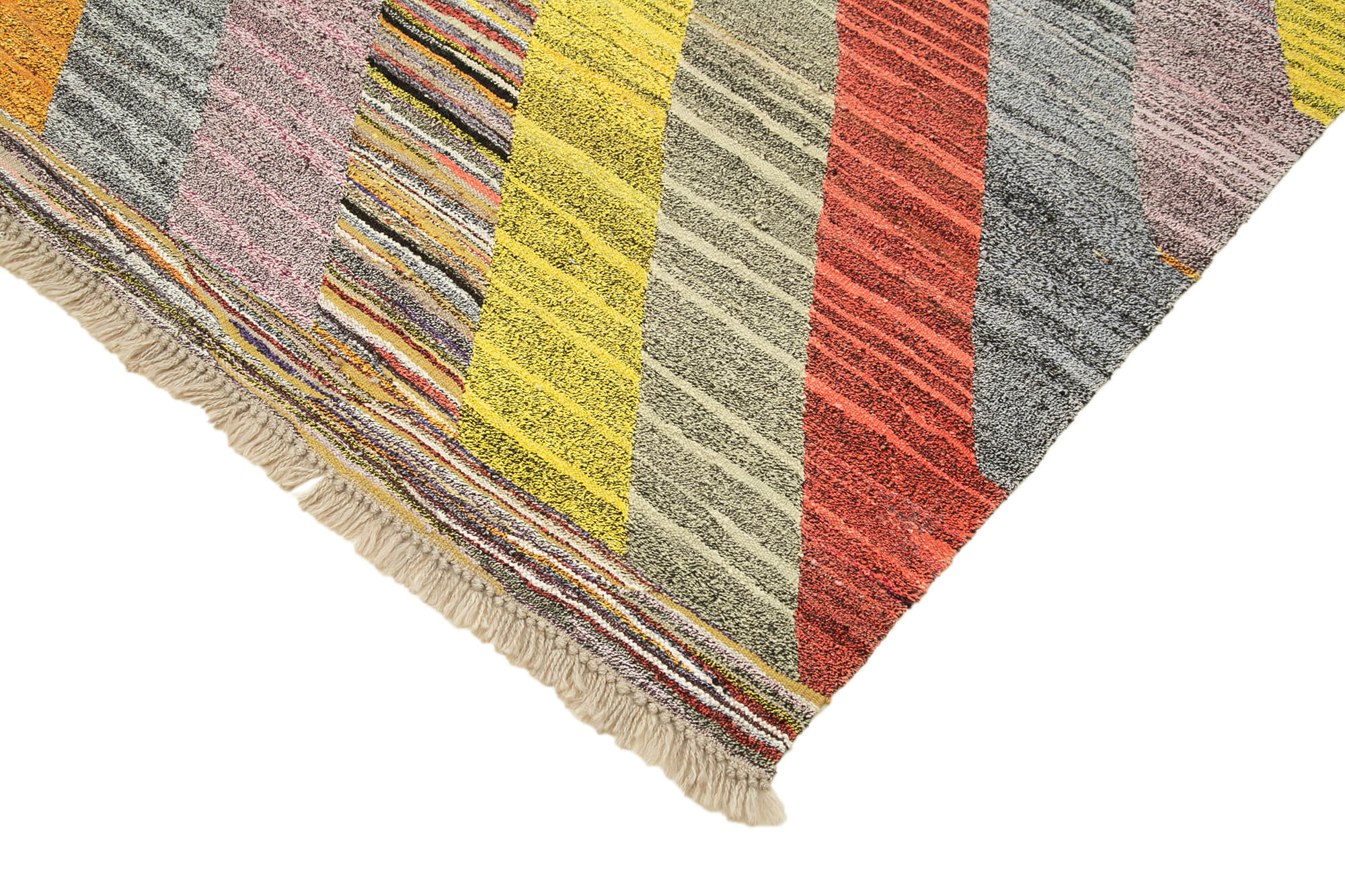 Handmade Wool Area Rug – Yellow Geometric Pattern Rug, Cotton Wool Blend, Durable Handmade Carpet 7'1''x10'6''