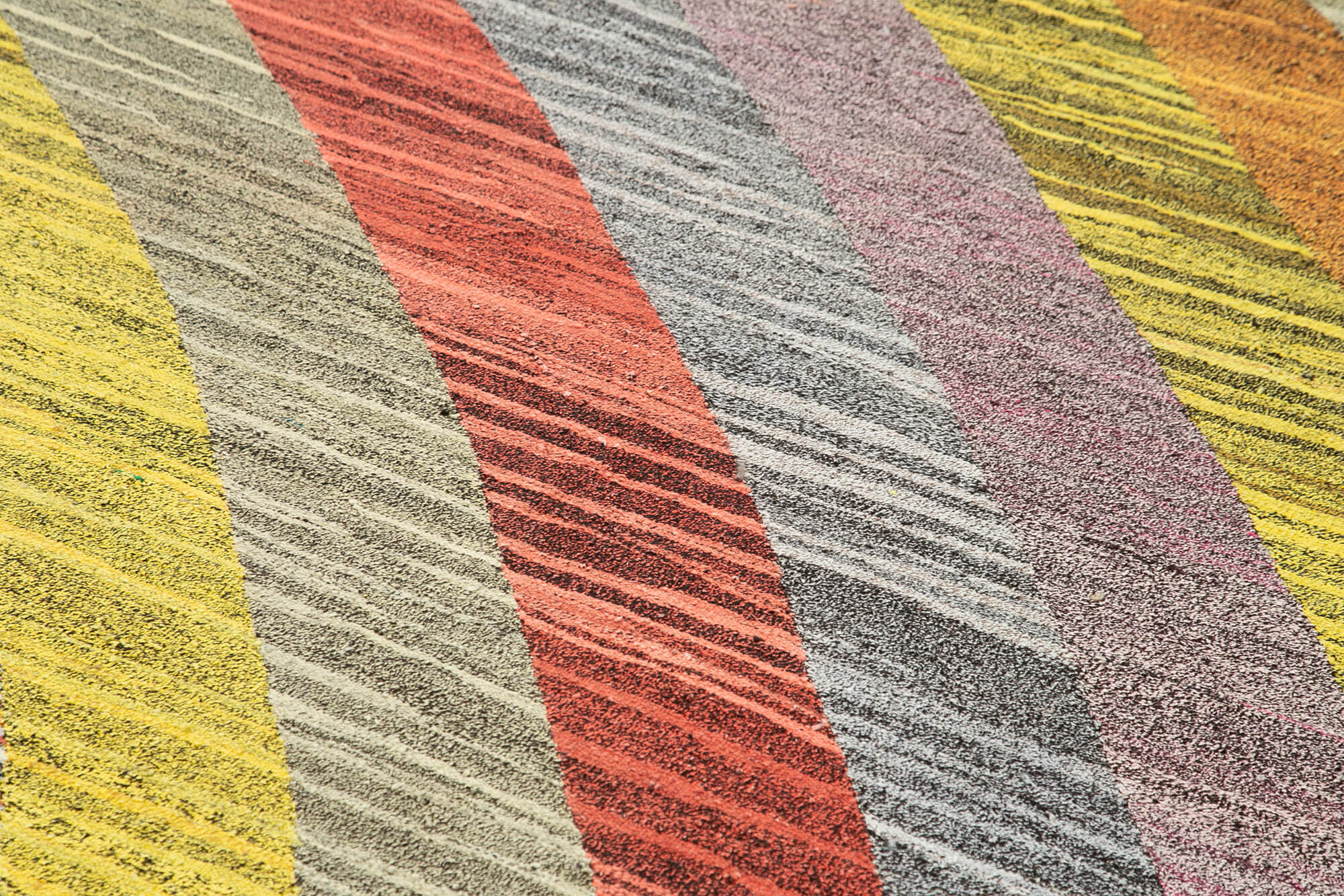 Handmade Wool Area Rug – Yellow Geometric Pattern Rug, Cotton Wool Blend, Durable Handmade Carpet 7'1''x10'6''