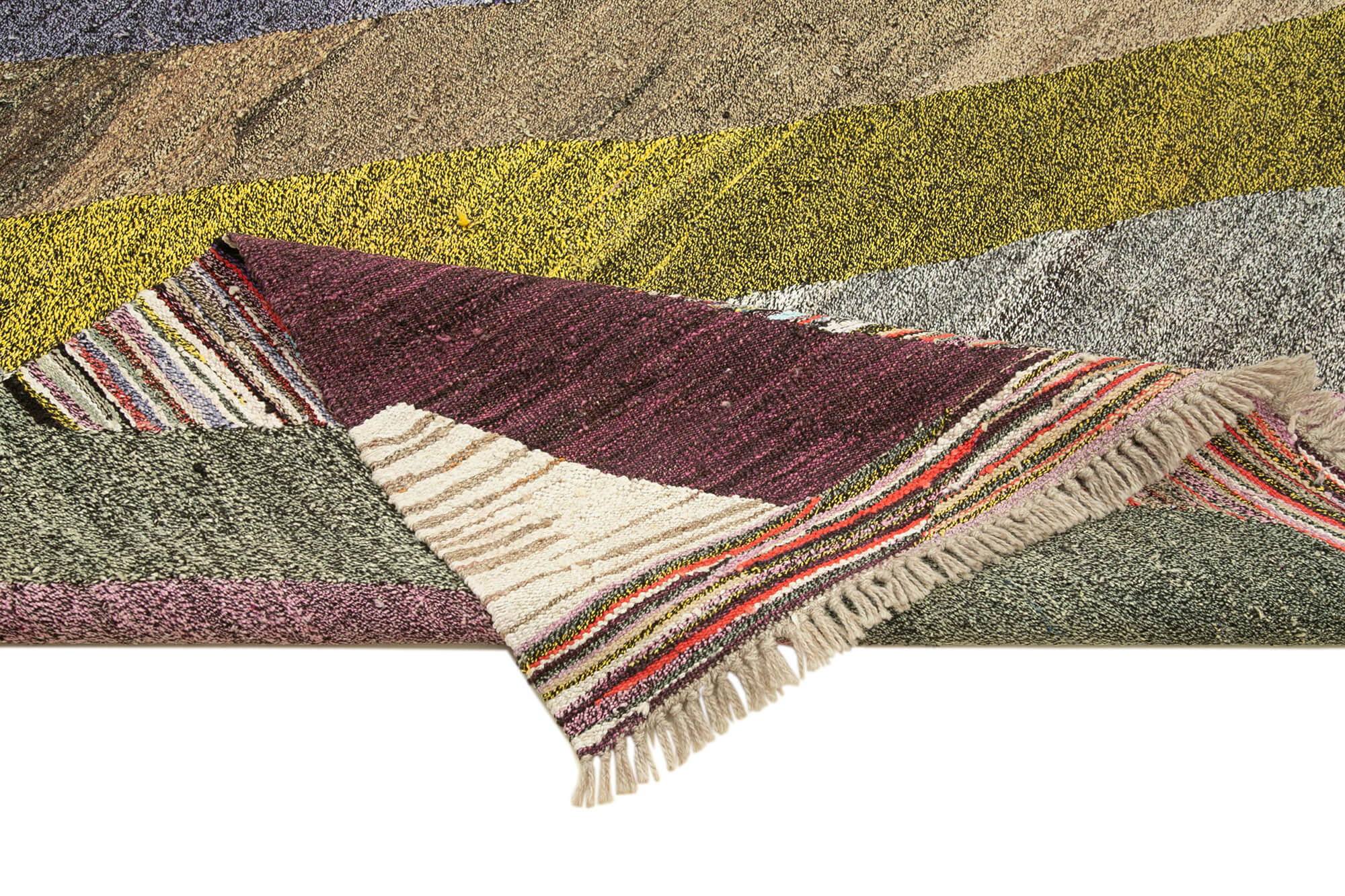 Handmade Wool Area Rug – Black Geometric Cotton Wool Rug 6'11''x10'3''