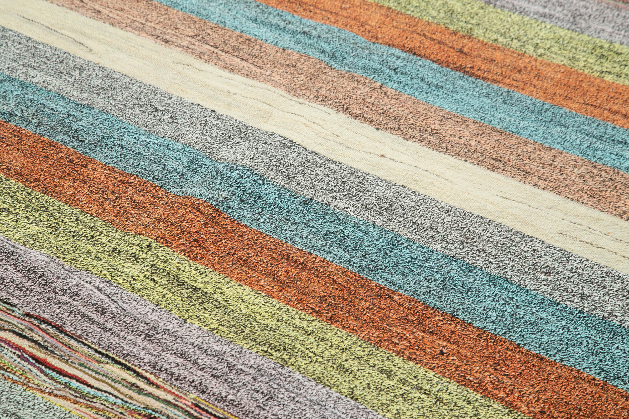 Handmade Area Rug – Green Geometric Cotton Wool Vintage Hand Woven Carpet 8'x10'6''