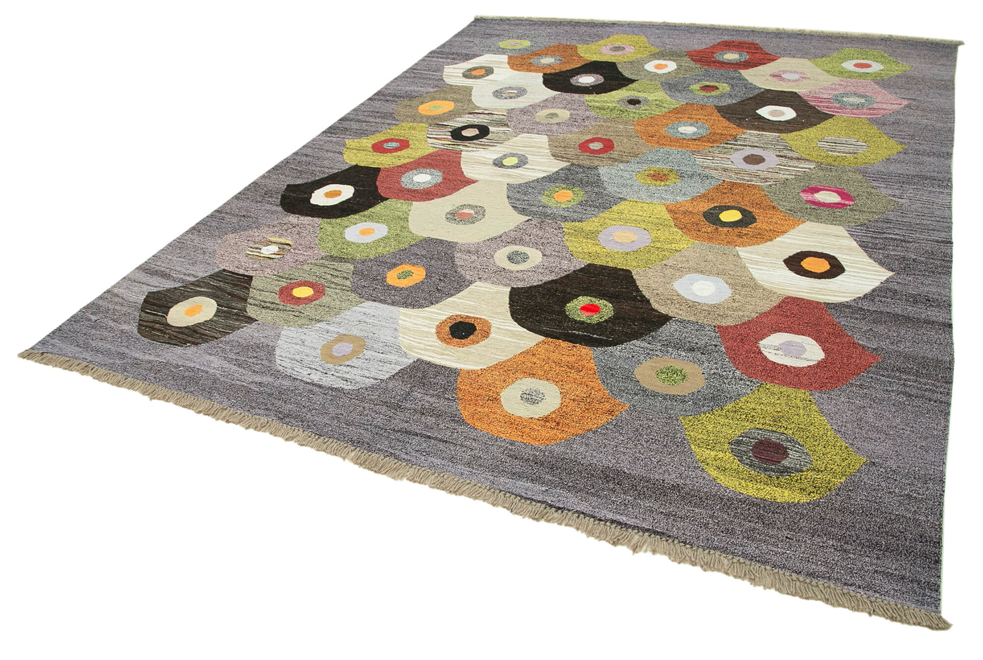 Handmade Wool Area Rug - Yellow Cotton Wool Rug with Geometric Design, Durable & Soft