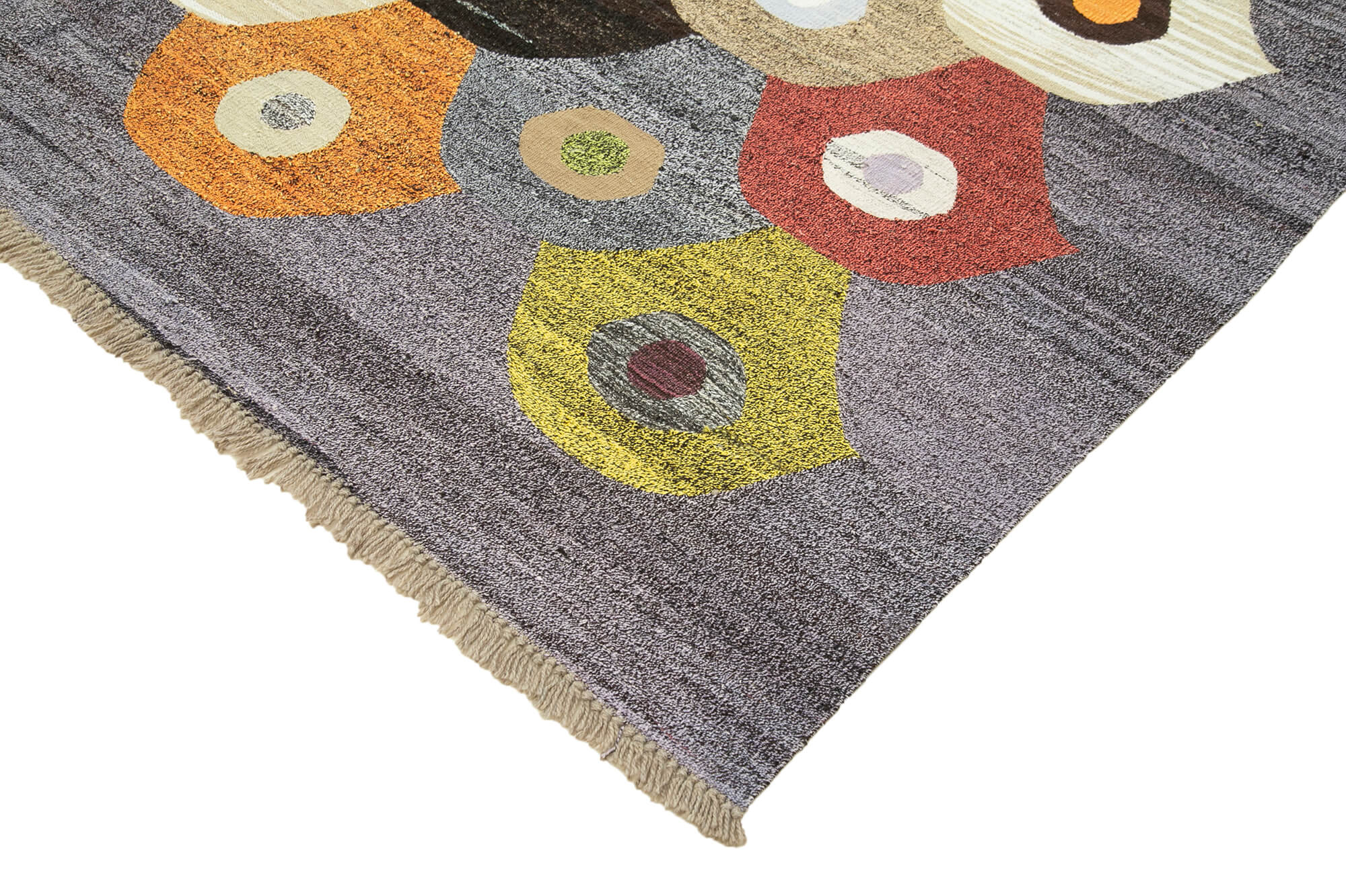 Handmade Wool Area Rug - Yellow Cotton Wool Rug with Geometric Design, Durable & Soft