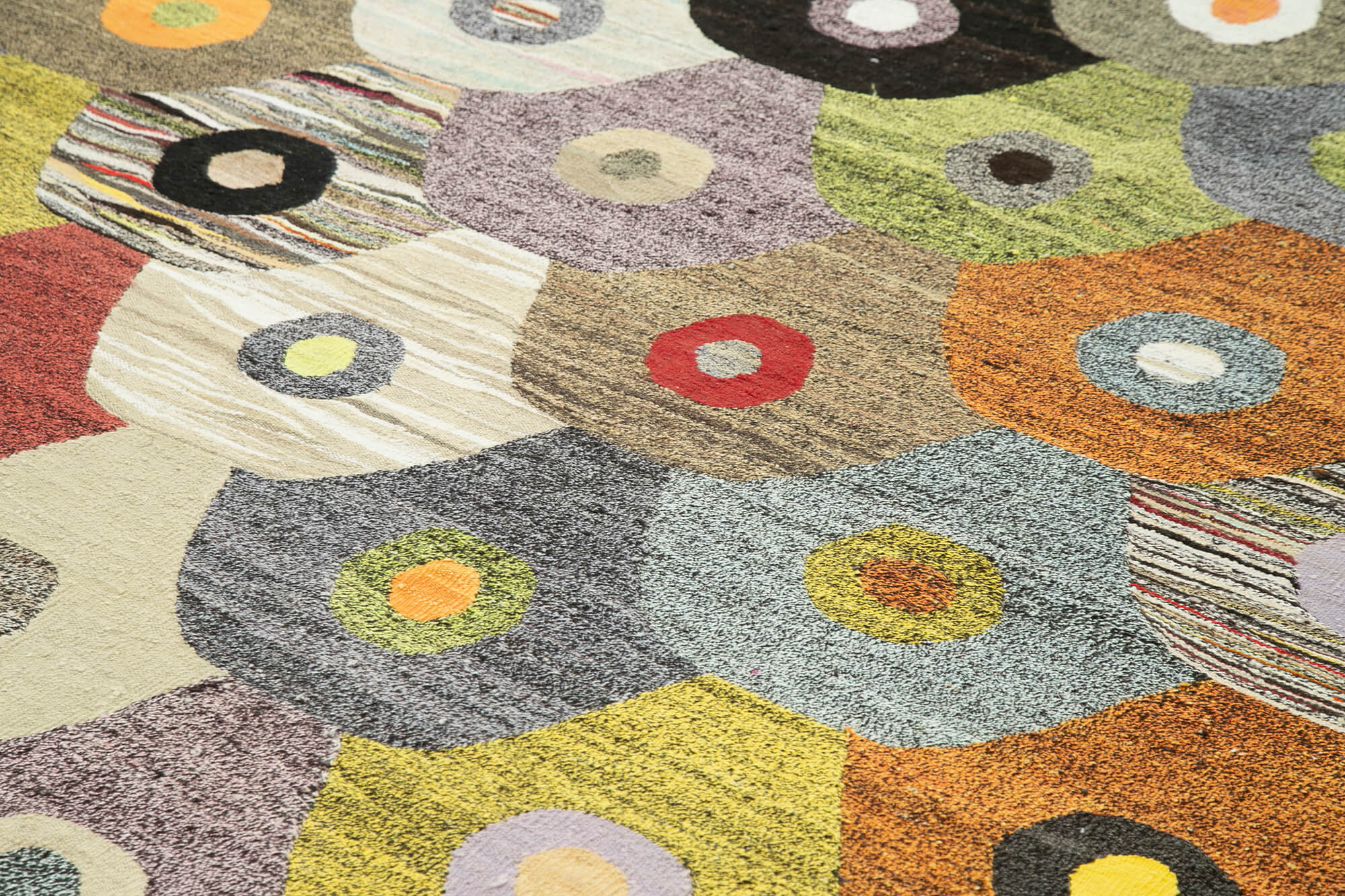 Handmade Wool Area Rug - Yellow Cotton Wool Rug with Geometric Design, Durable & Soft