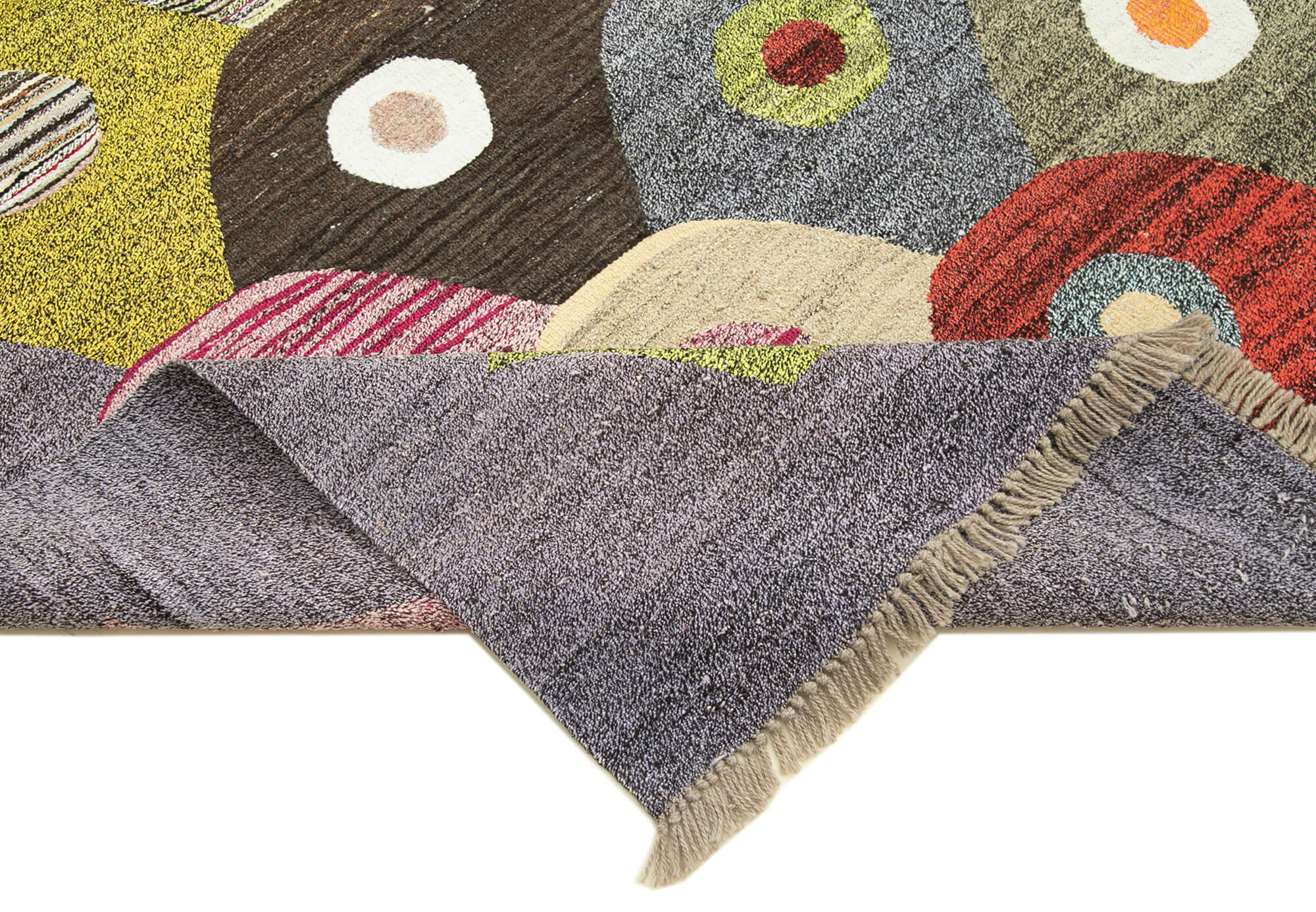 Handmade Wool Area Rug - Yellow Cotton Wool Rug with Geometric Design, Durable & Soft
