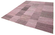 Handmade Area Rug - Black Geometric Cotton Wool Vintage Turkish Carpet 8'2" x 9'11"