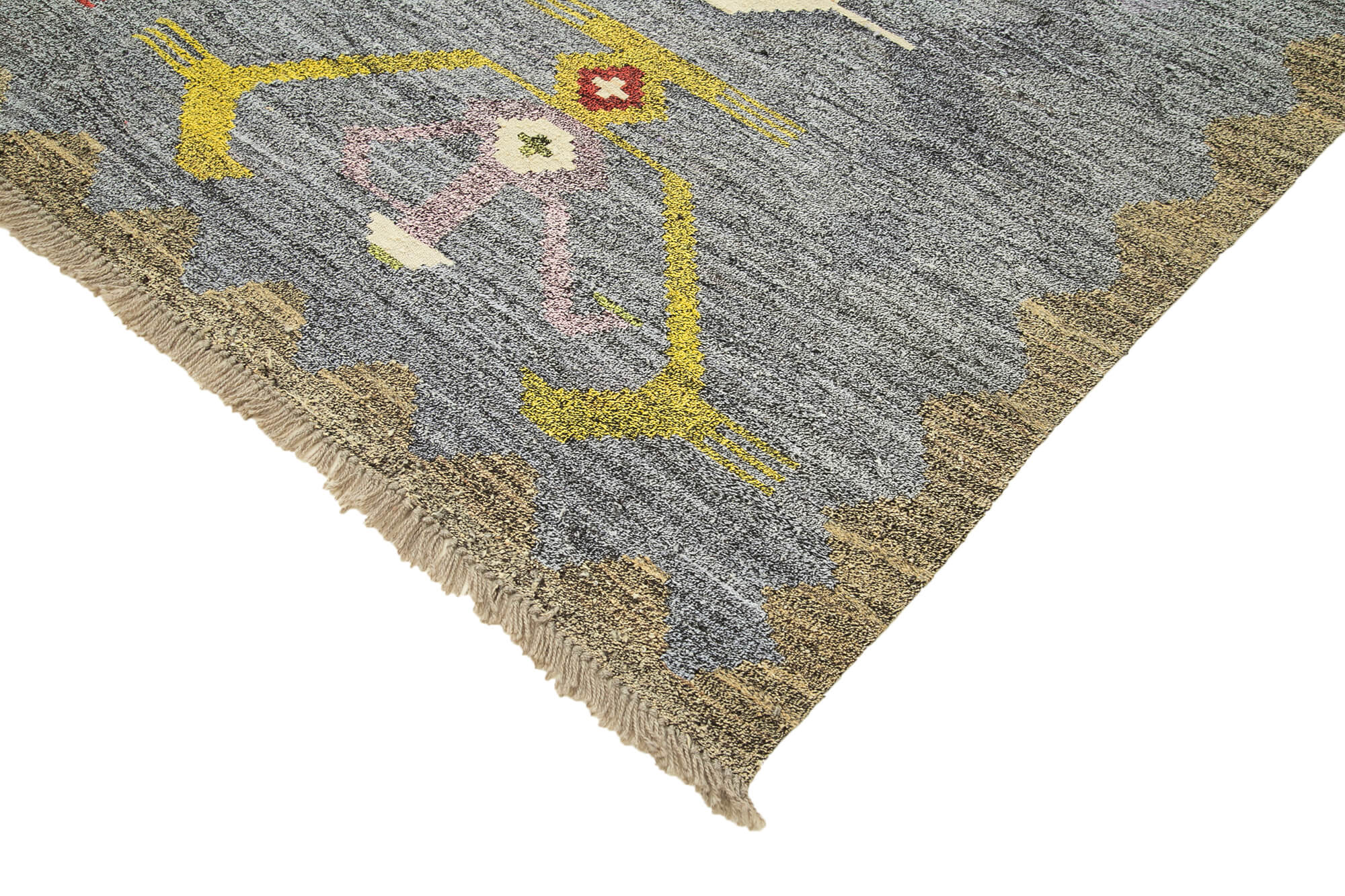 Handmade Area Rug - Geometric Cotton Wool Vintage Handwoven Carpet 8'1" x 10'3"