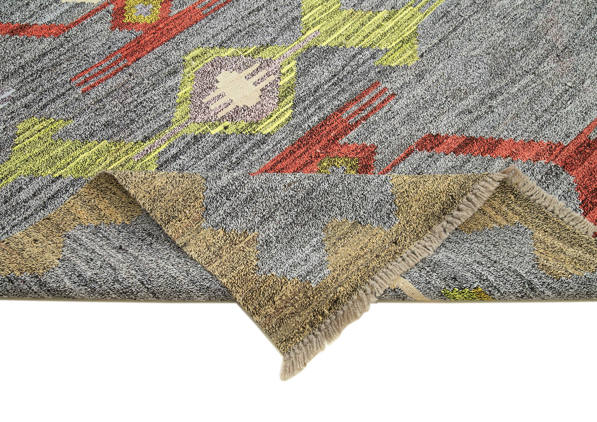 Handmade Area Rug - Geometric Cotton Wool Vintage Handwoven Carpet 8'1" x 10'3"
