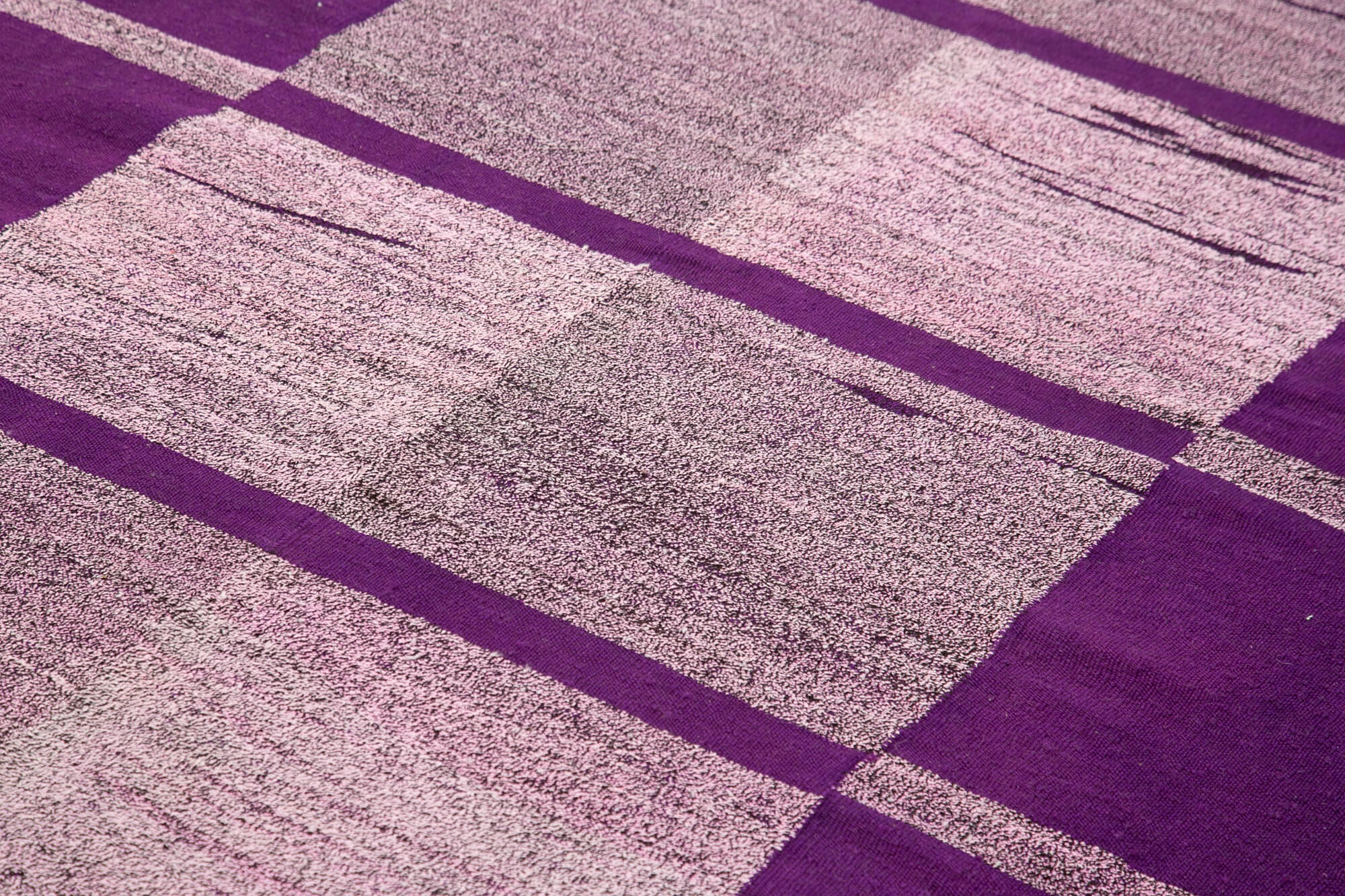 Handmade Wool Area Rug - Purple Geometric Vintage Cotton Wool Carpet 7'10"x10'1"