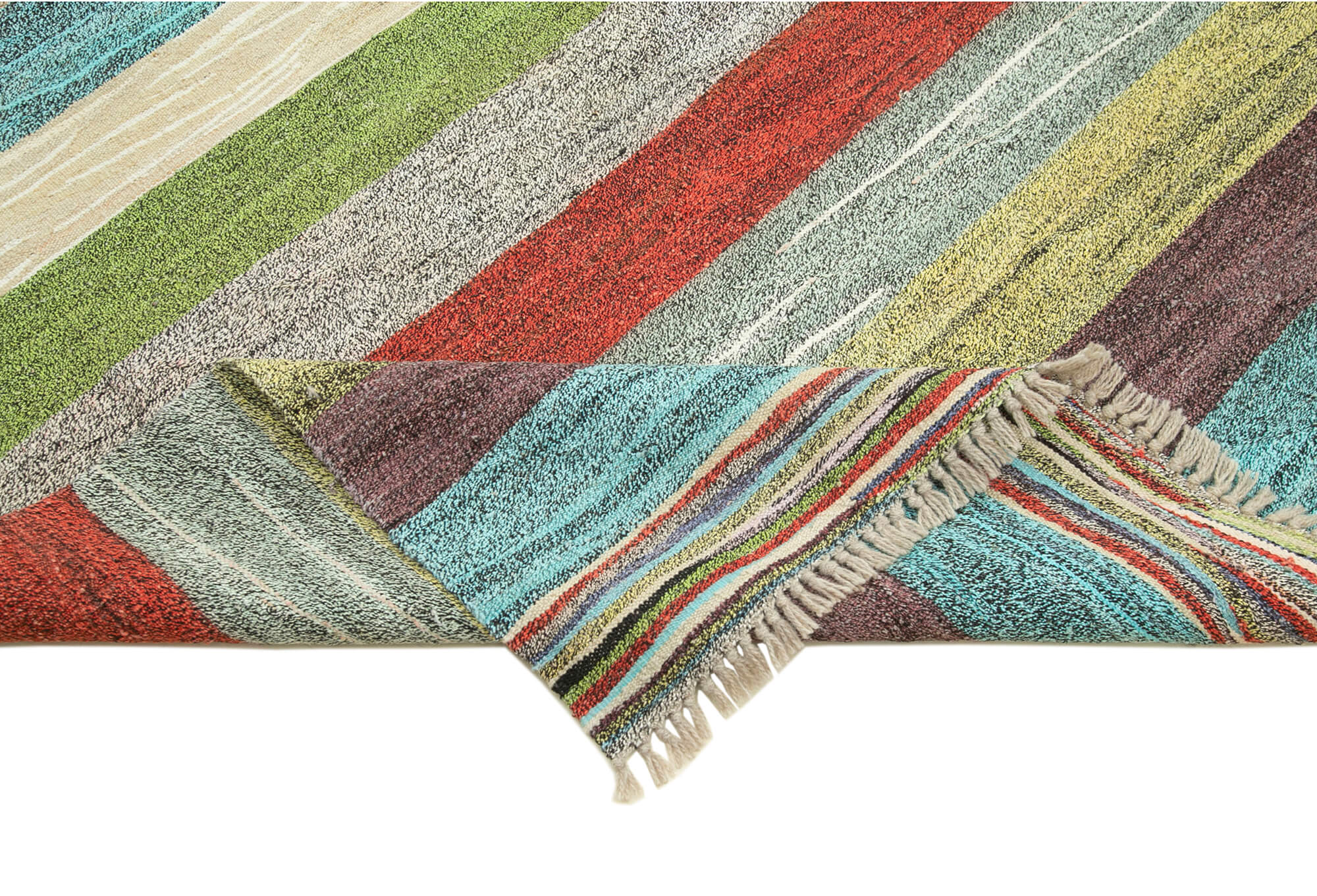 Handmade Area Rug – Vintage Turkish Wool Cotton Geometric Soft Texture Rug 8'6''x10'10''